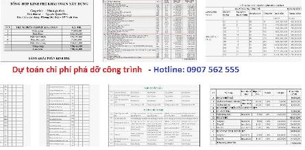 Dự toán chi phí đập phá tháo dỡ công trình nhà cũ