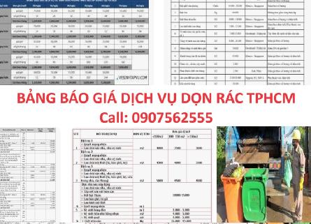 Bảng báo giá vận chuyển rác, dịch vụ dọn rác tại tphcm