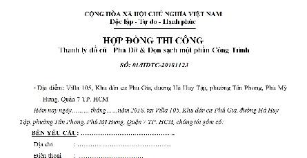 Mẫu hợp đồng mua bán xác nhà cũ